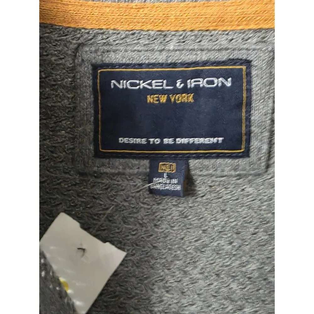 Nickel & iron New York sweater gray quarter-zip design with a textured knit Sz L